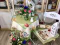 Chemin de table, Lapins de Pâques, ballons et oeufs, vert anis, rectangulaire 40x100 cm, polycoton Jacquard