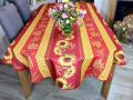 Nappe provençale Tournesols, blé et olives, bleu ou rouge, ovale 150x240 cm, 100% polyester anti-taches