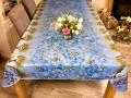 Nappe provençale, Oliviers et lavande, fond jaune ou bleu, rectangulaire 100% polyester anti-taches