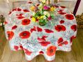 Nappe provençale Pavots rouges, ronde Ø 160 cm, 100% polyester anti-taches