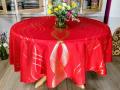 Nappe Ondes de lumière, lignes dorées, sur fond blanc ou rouge, ronde Ø180 cm, 100% polyester anti-taches