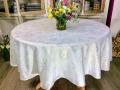 Nappe Constellations dorées, cercles et lignes, sur fond rouge ou blanc, ronde Ø180 cm, 100% polyester anti-taches