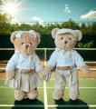 Peluche oursons, Couple joueurs de tennis, 30 cm, polyester
