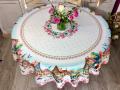 Nappe alsacienne, Colmar, cigognes, oies, vignoble, multicolore, centr&eacute;e, ronde &Oslash;160 cm, 100% polyester anti-taches