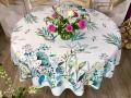 Nappe Ginkgo vert ou bordeaux, feuillage, fond blanc, ronde &Oslash;160 cm, 100% polyester anti-taches