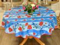 Nappe proven&ccedil;ale Coquelicots centr&eacute;e ou lin&eacute;aire, fond &eacute;cru ou bleu, ronde, 100% coton ou coton enduit anti-taches