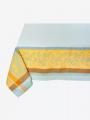 Nappe Eclats d'Indiennes, jaune ou vert ou rouge, rectangulaire, 100% coton Jacquard traité Téflon, déperlant et anti-taches