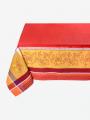 Nappe Eclats d'Indiennes, jaune ou vert ou rouge, rectangulaire, 100% coton Jacquard traité Téflon, déperlant et anti-taches