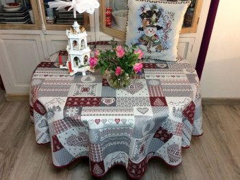 Nappe toile cirée imprimé esprit chalet MARRON RECTIF