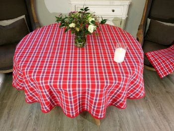 Nappe Kelsch Guinguette, bleu-blanc-rouge, carreaux, ronde Ø 160 cm, 100% coton